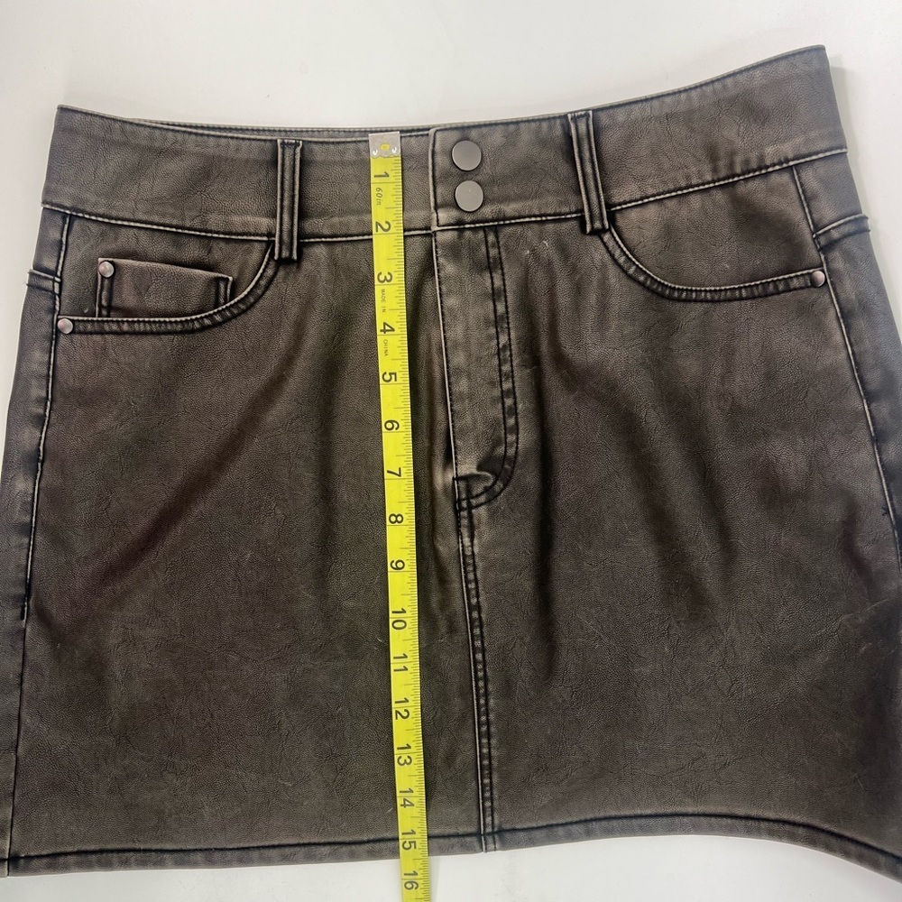 RD Style Black Distressed Faux Leather Skirt S Small - Picture 9 of 12
